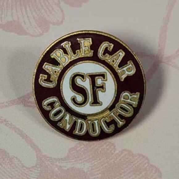 SF San Francisco CA Cable Car Conductor Pin for a Hat, Lapel, Lanyard or Jacket - Picture 1 of 3